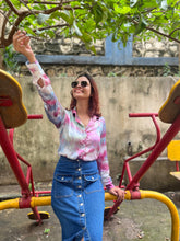 Load image into Gallery viewer, Crimson Carnival Tie Dye Satin Shirt