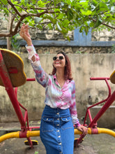 Load image into Gallery viewer, Crimson Carnival Tie Dye Satin Shirt