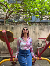 Load image into Gallery viewer, Crimson Carnival Tie Dye Satin Shirt