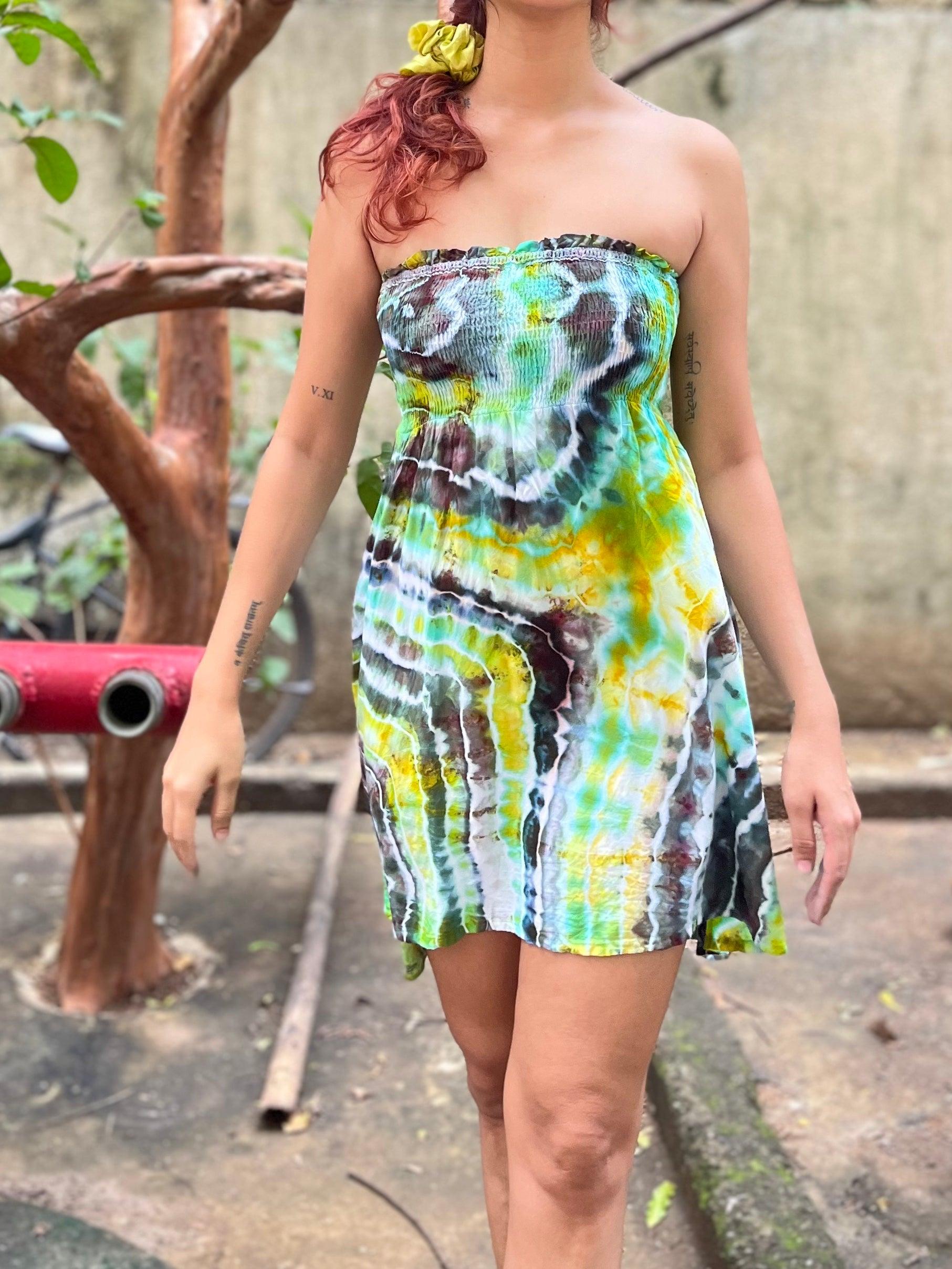 Green with Envy Off Shoulder Tie Dye Dress Dip Dyed & Dope Green with Envy Off Shoulder Tie Dye Dress Dip Dyed & Dope
