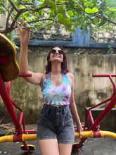 Load image into Gallery viewer, Candy Crush Ribbed Halter Tie Dye Crop Top