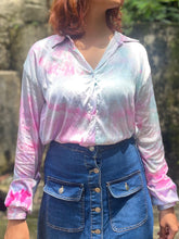 Load image into Gallery viewer, Blush & Bloom Tie Dye Satin Shirt