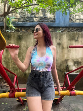 Load image into Gallery viewer, Candy Crush Ribbed Halter Tie Dye Crop Top