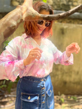 Load image into Gallery viewer, Blush & Bloom Tie Dye Satin Shirt