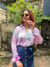 Load image into Gallery viewer, Blush & Bloom Tie Dye Satin Shirt