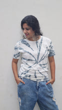 Load image into Gallery viewer, Single Charcoal Black Swirl Tie Dye T shirt