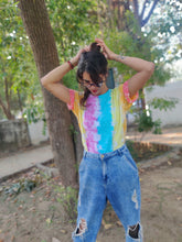 Load image into Gallery viewer, Vertical Blast of Colors Tie Dye T shirt