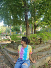 Load image into Gallery viewer, Vertical Blast of Colors Tie Dye T shirt