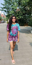 Load image into Gallery viewer, Dual Spiral Multi Colored Reverse Tie Dye T shirt