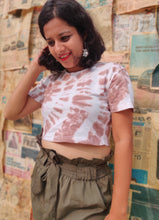 Load image into Gallery viewer, Chocolate Brown Side Spiral Tie Dye Crop Top