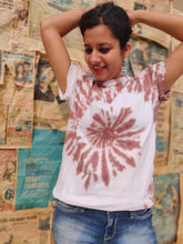 Load image into Gallery viewer, Chocolate Brown Half Spiral Tie Dye T shirt
