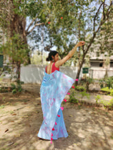 Load image into Gallery viewer, Gulabi Neela Amber Tie Dye Saree