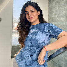 Load image into Gallery viewer, Splashy Navy Blue Tie Dye T shirt