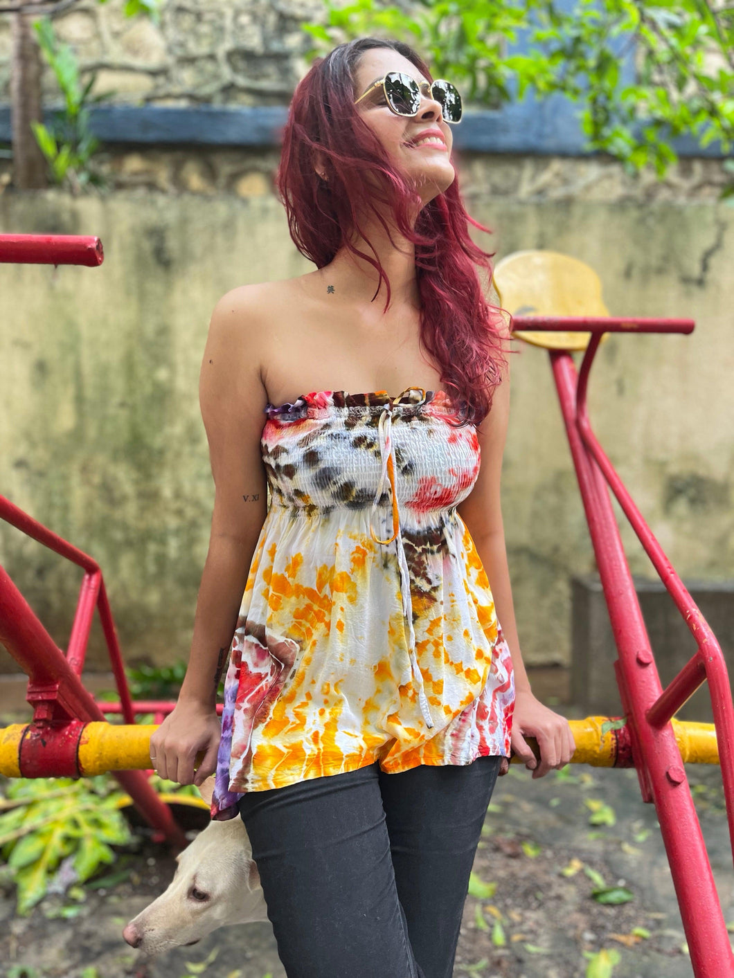 Autumn Sunset Tie Dye Off Shoulder Top