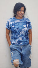 Load image into Gallery viewer, Splashy Navy Blue Tie Dye T shirt
