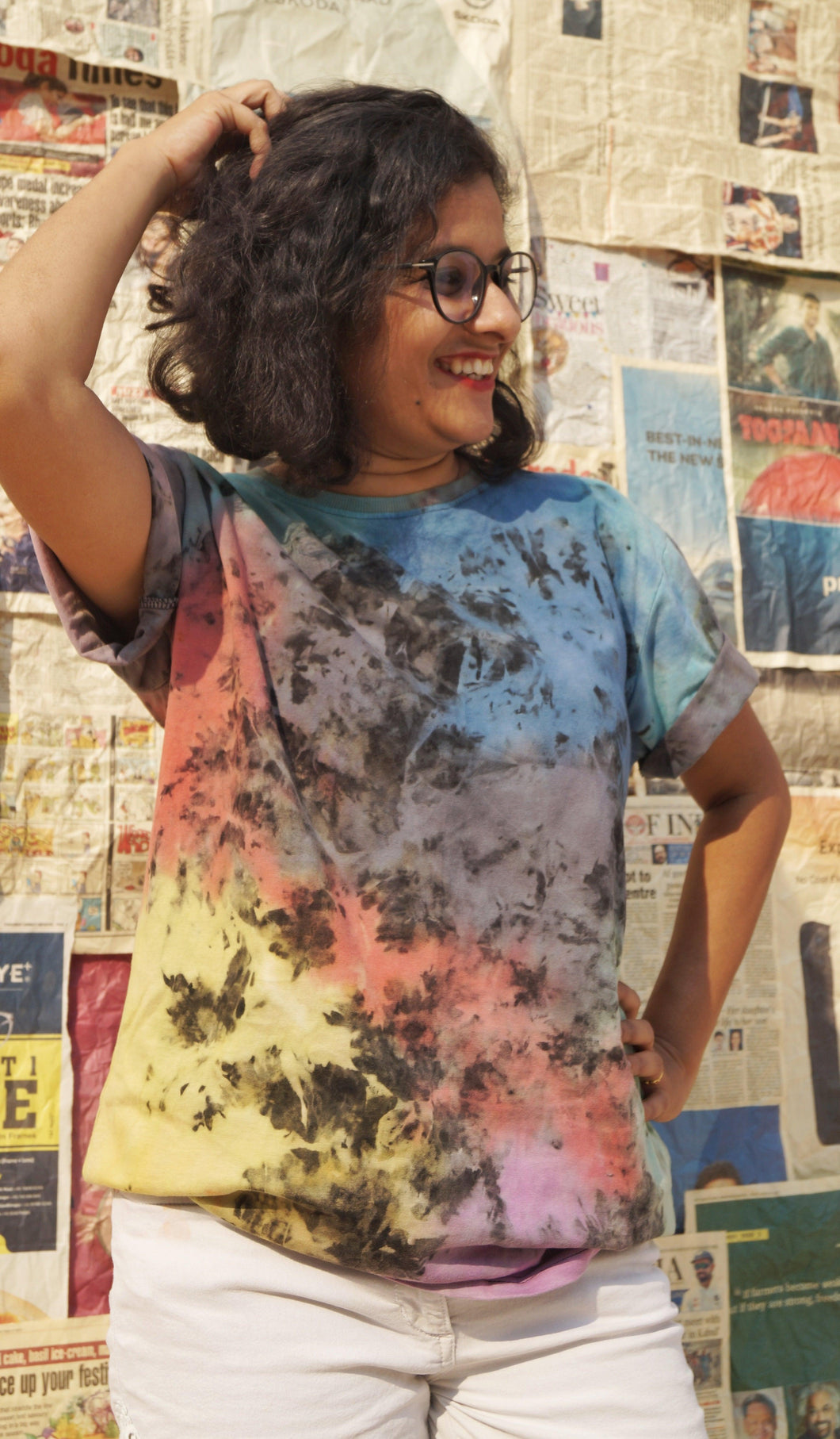 Multi Colored Crumple Reverse Tie Dye T shirt