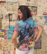 Load image into Gallery viewer, Multi Colored Crumple Reverse Tie Dye T shirt
