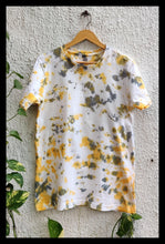 Load image into Gallery viewer, Amber Yellow &amp; Charcoal Black Crumple Tie Dye T shirt
