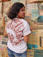 Load image into Gallery viewer, Chocolate Brown Half Spiral Tie Dye T shirt
