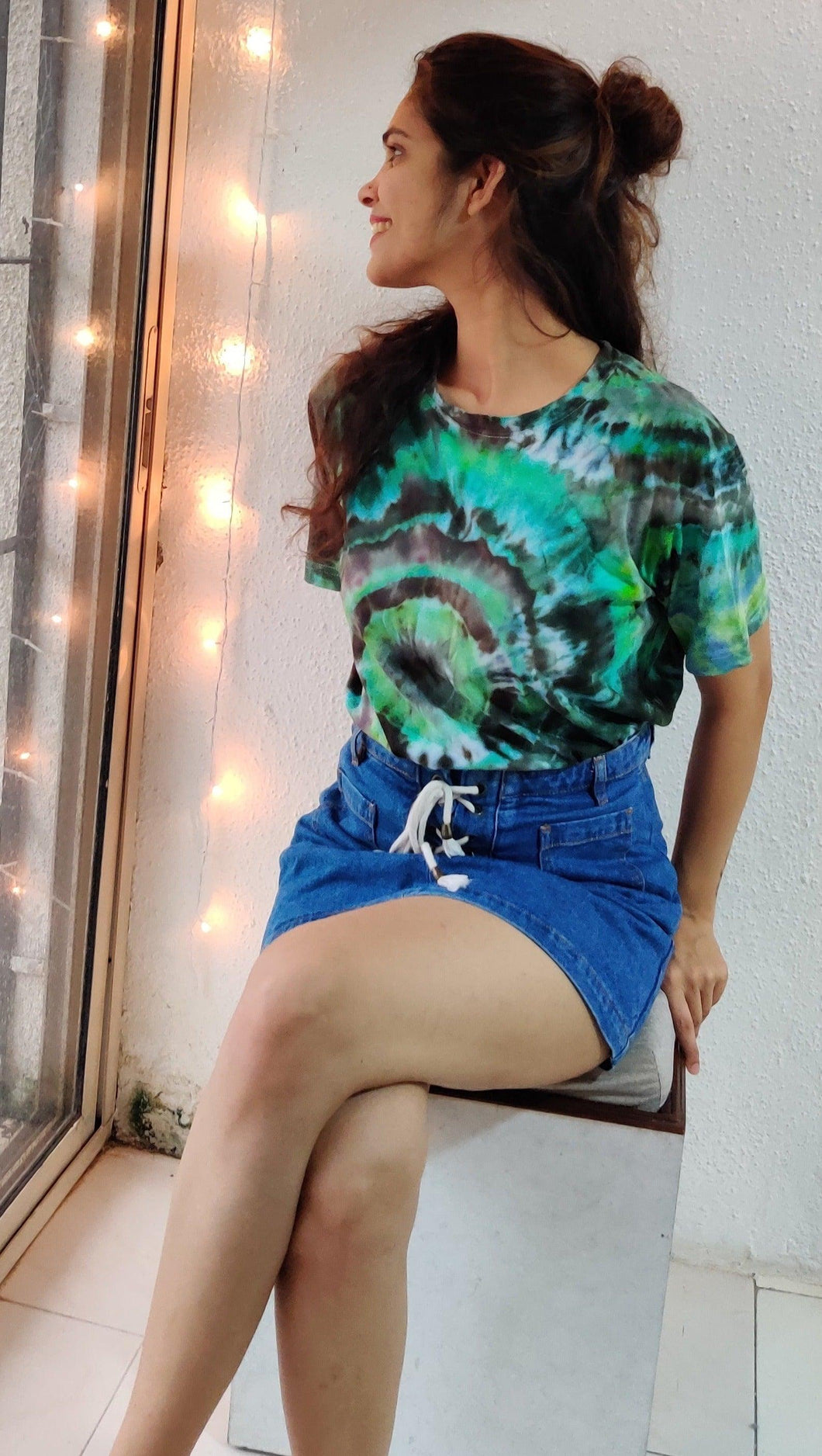 Steel Grey and Green Geode Tie Dye T shirt